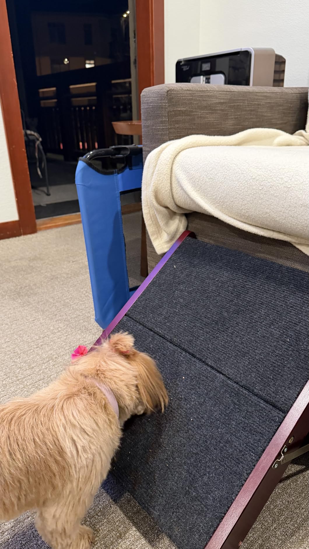 MEWANG Wooden Pet Stairs/Pet Steps - 3-in-1 Foldable Stairs & Ramp for Tall Beds and Cars - Portable Dog/Cat Ladder Up to 220 Pounds - for Small and Older Animals(Brown) (31.5