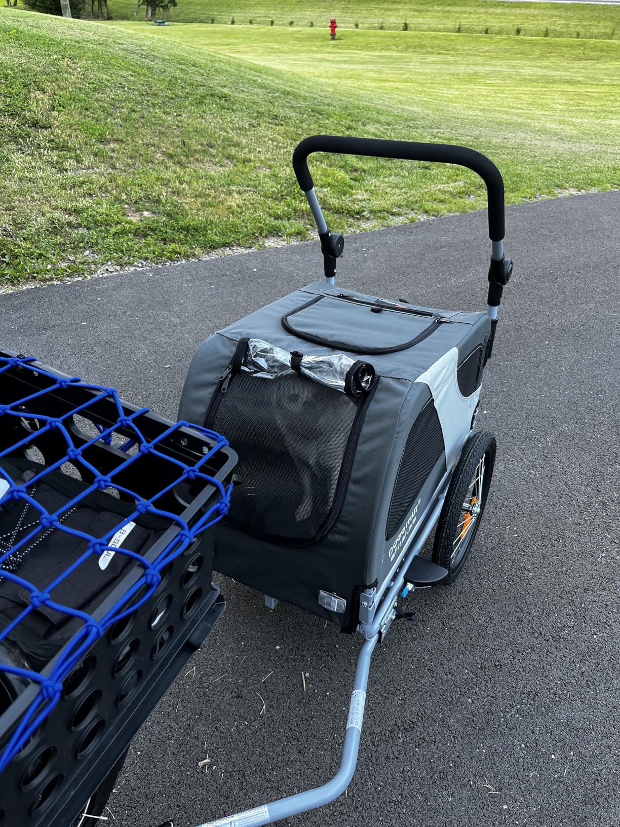 DOGGYHUT Premium M Pet Bike Trailer & Stroller 2-in-1,for Dogs up to 50 lbs,Parking Brakes,Easy Folding Cart Frame, Universal Bicycle Coupler,E-Bike Friendly customer photo 2
