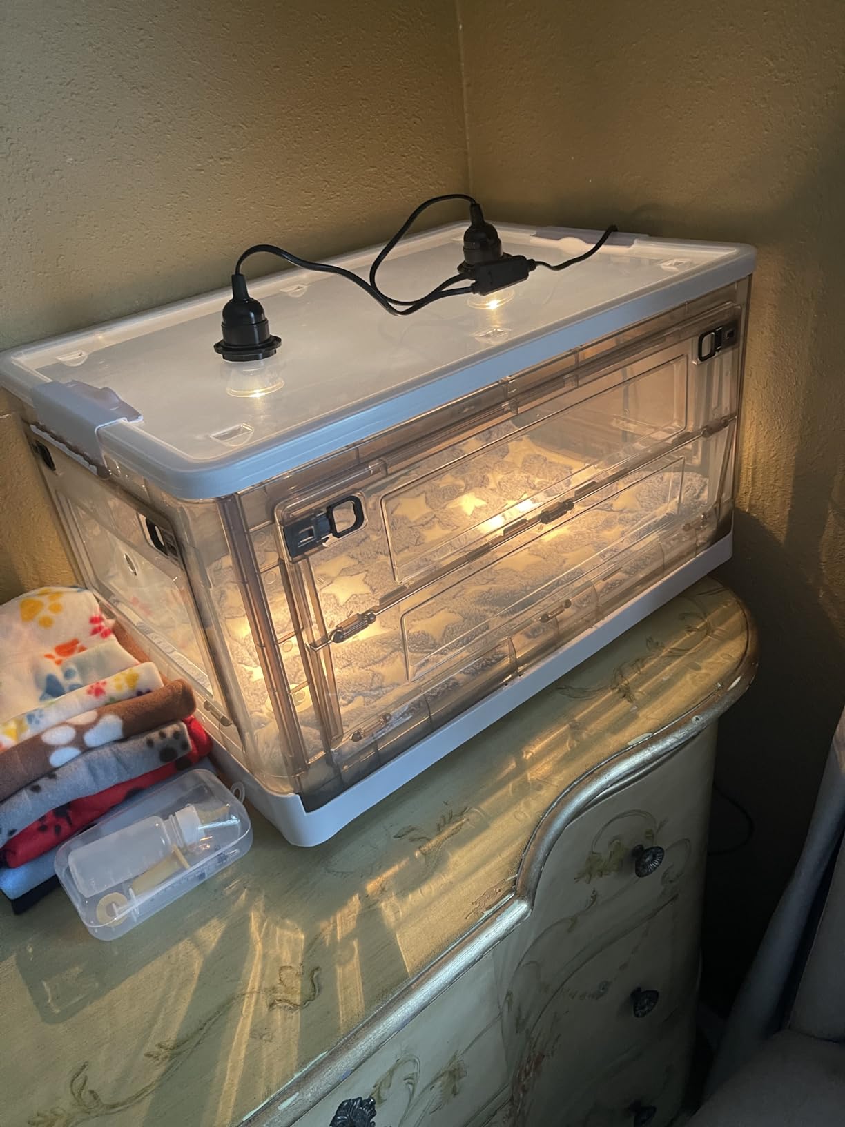 Puppy Incubator - Puppy Incubator with Heating,Incubator for Newborn Puppies and Kittens,Kitten Incubators,Incubator for Puppies with Puppy Bed Mat 85L customer photo 1