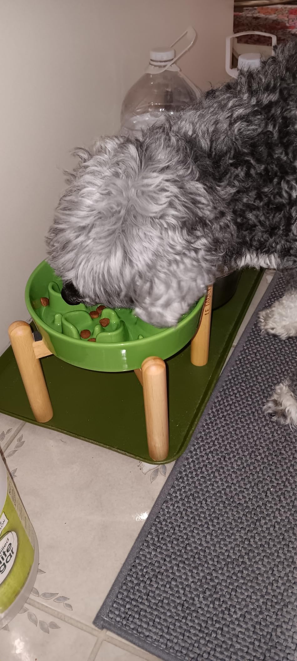 LE TAUCI Ceramic Slow Feeder Dog Bowls Elevated, 3 Cup Raised Bowl with Wooden Stand for Medium Large Breed, Slow Down Eating, Puzzle Dog Food Bowl, Maze Purple customer photo 2