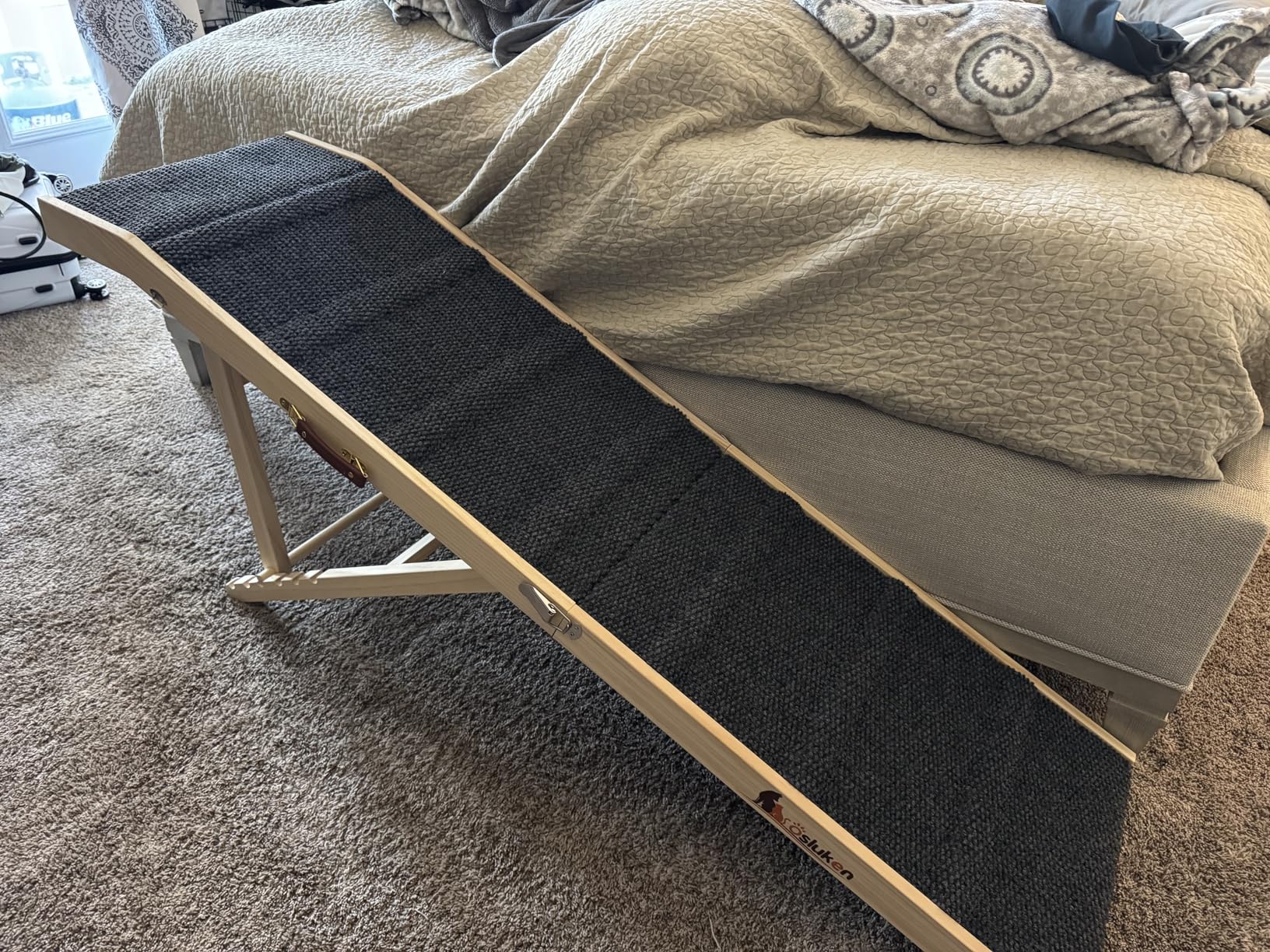 Dog Ramp for Bed, L64 W17 Foldable Pet Ramp for Small Large Dogs Cats, Dog Ramps for High Beds Car, High Traction with Platform 6 Adjustable Heights 24