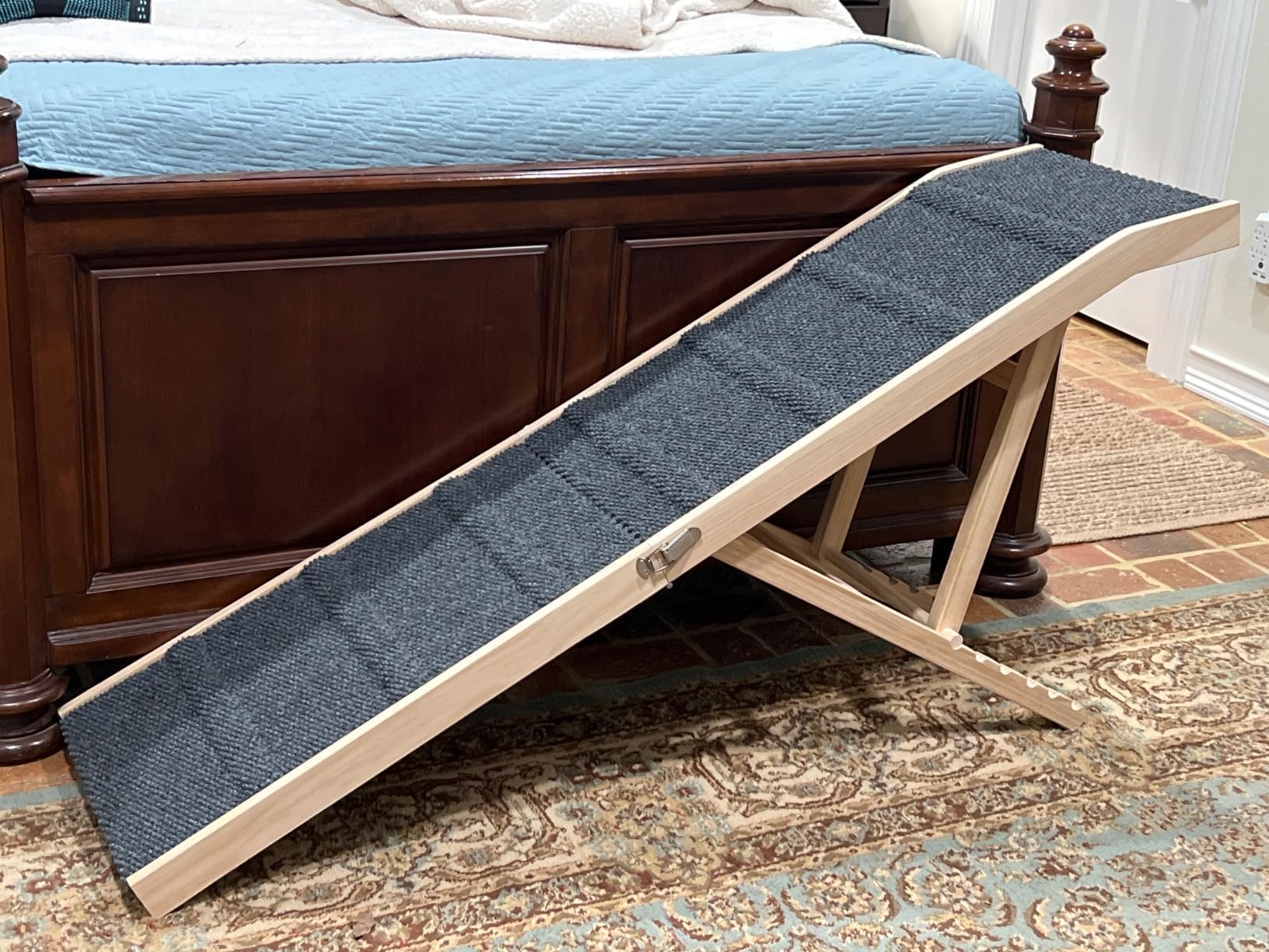 Dog Ramp for Bed, L64 W17 Foldable Pet Ramp for Small Large Dogs Cats, Dog Ramps for High Beds Car, High Traction with Platform 6 Adjustable Heights 24