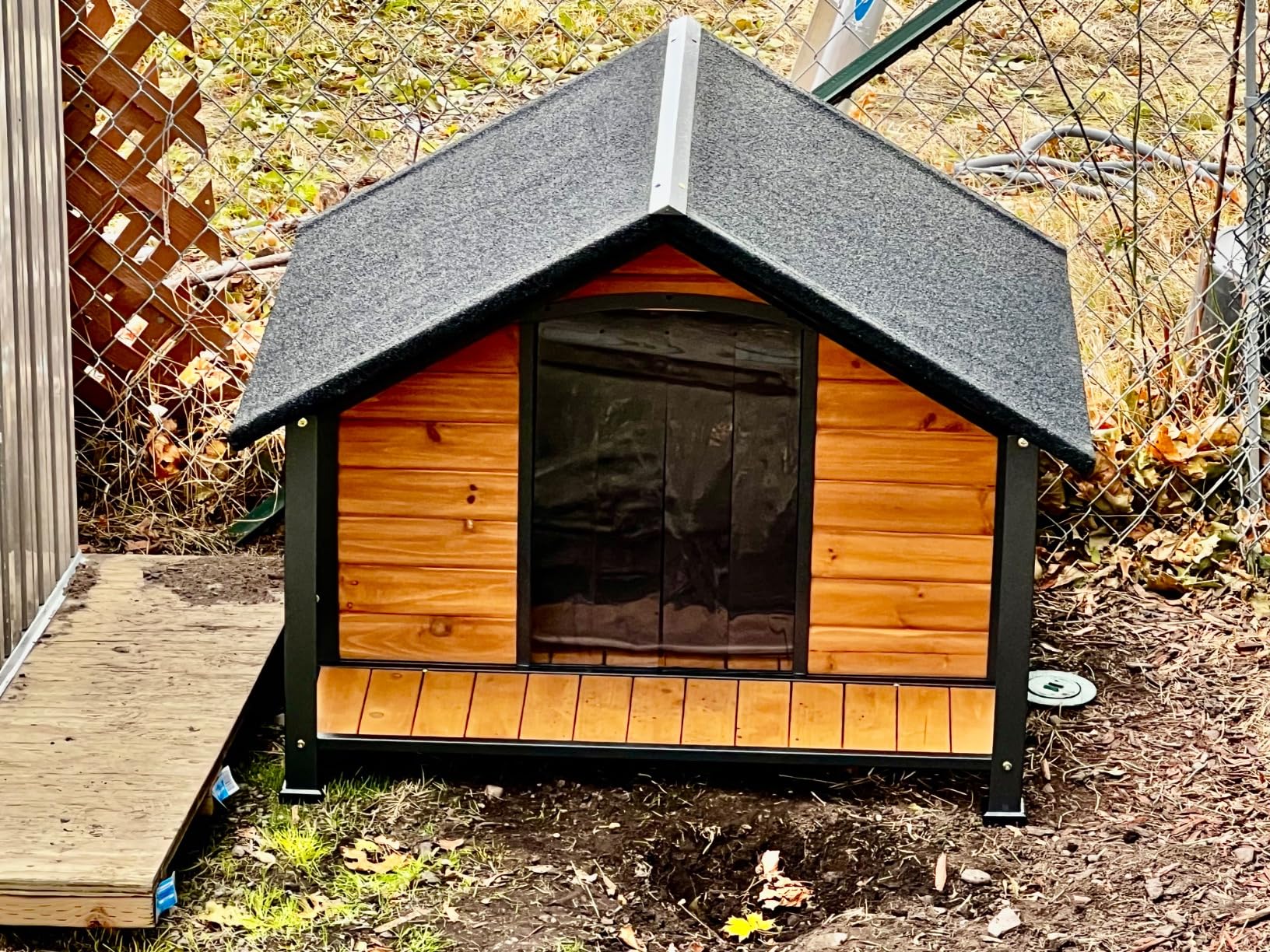 Outdoor Dog House Insulated Large Dog Kennel with Liner for Winter, Heated Dog House 100% Insulated & All-Around Iron Frame customer photo 1