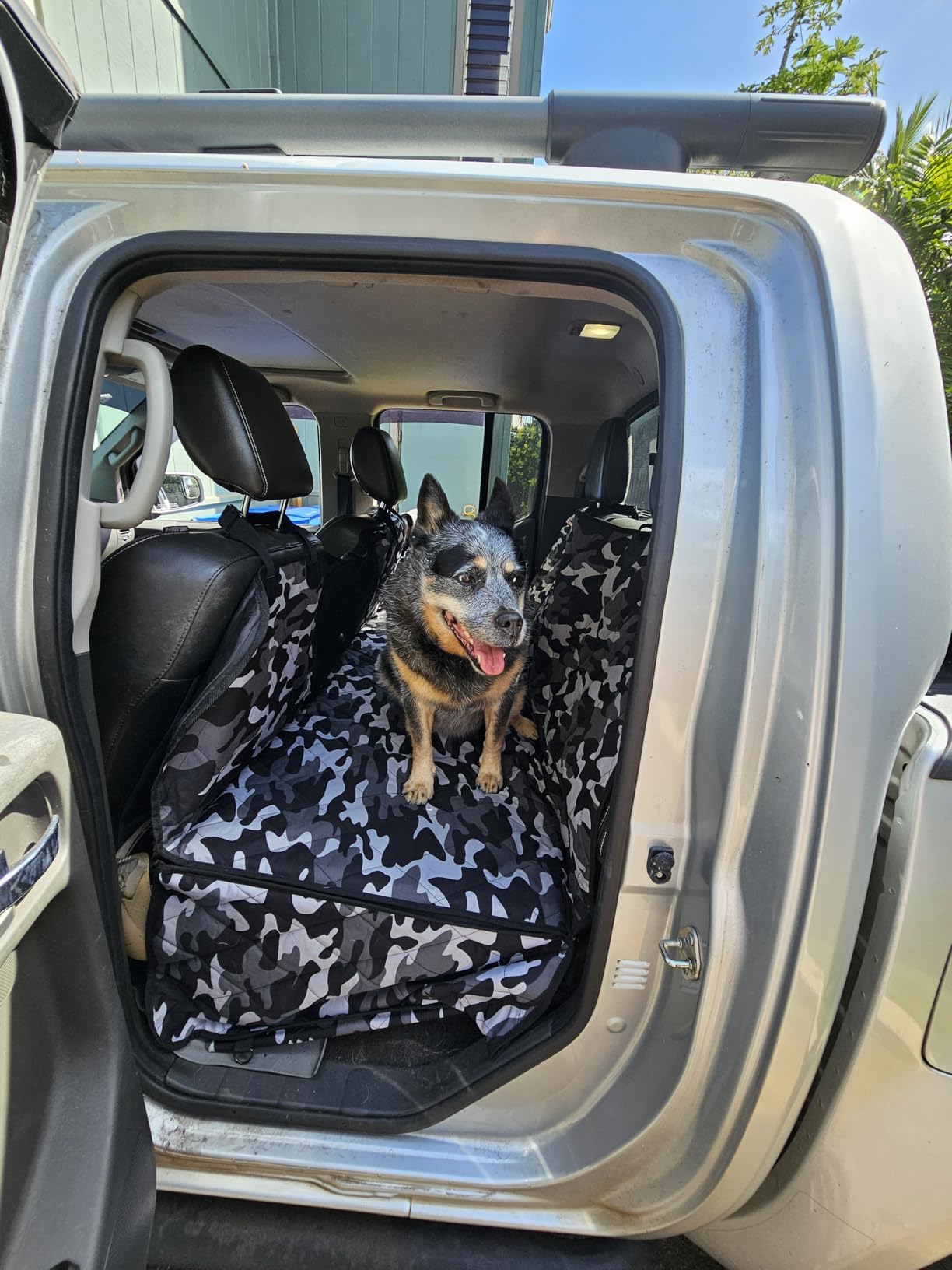 4Knines Hard Bottom Back Seat Extender for Dogs - Waterproof Dog Car Seat Cover - Heavy Duty Backseat Protector for Cars, SUVs, Trucks - Built-in EZ Open Door Protector (Patent Pending) Black, XLarge customer photo 1