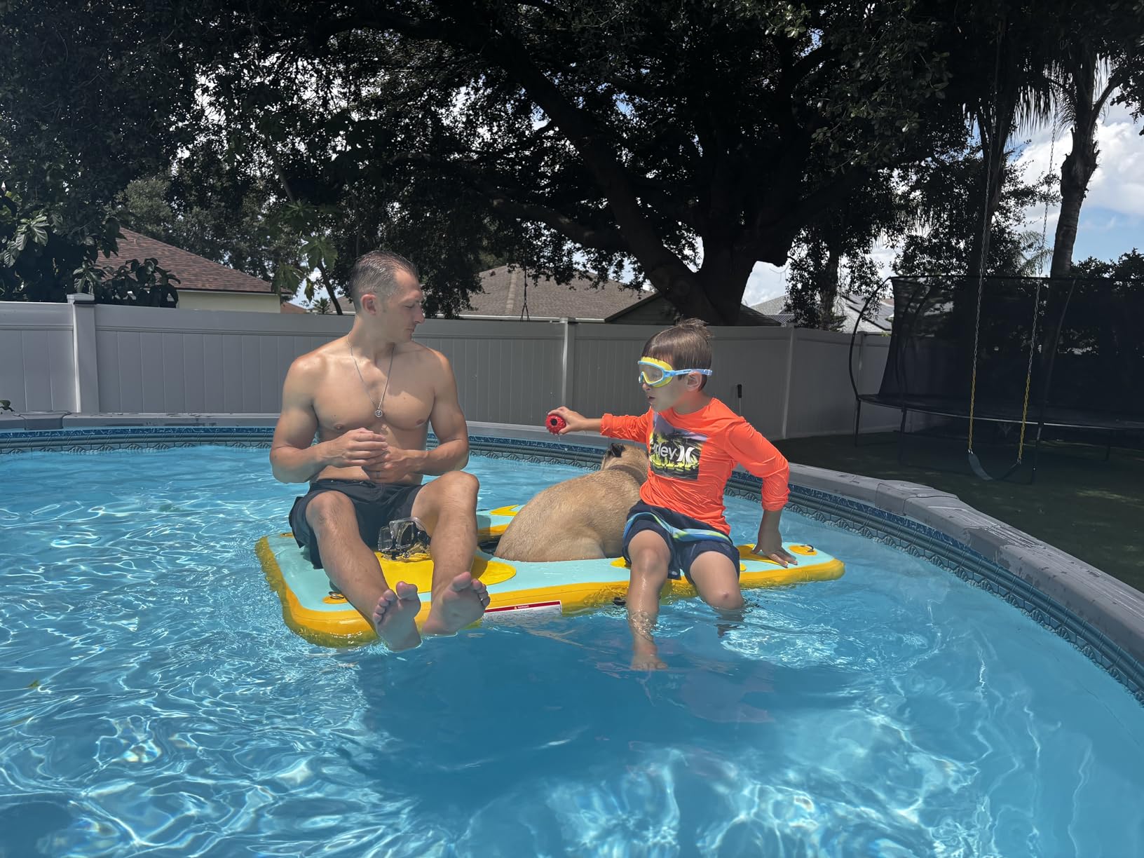 Inflatable Dog Pool Float Ramp - 60'' x 40'' Floating Dock Platform for Dogs Up to 240 lbs, Non-Slip EVA Floating Platform with Water Ramp Ladder Dog Pool Ramps Float for Pool, Dock, Lake, Boat customer photo 2