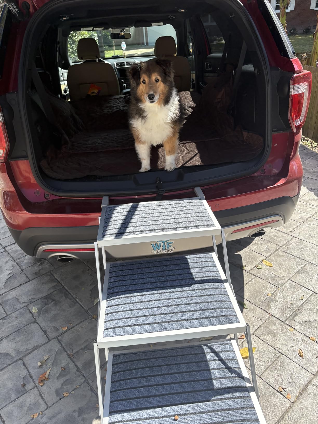 Extra Wide Dog Stairs for Large Dogs, Dog Stairs for Cars, Foldable Dog Ramp,Light Weight Aluminum,High Beds,for SUV Trucks, Supports up to 200 lbs customer photo 1
