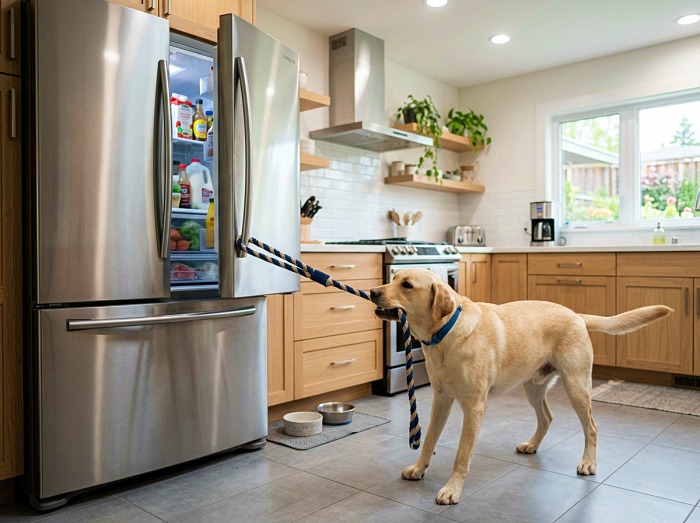 Dog Fetch a Drink from the Fridge