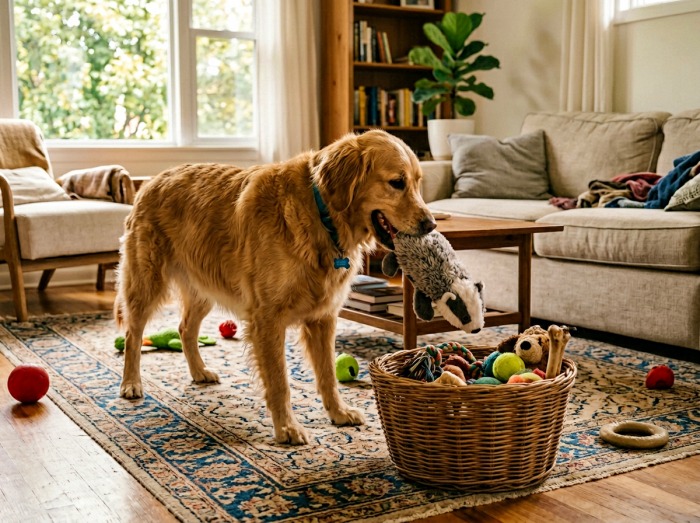 Dog Pick Up His Toys