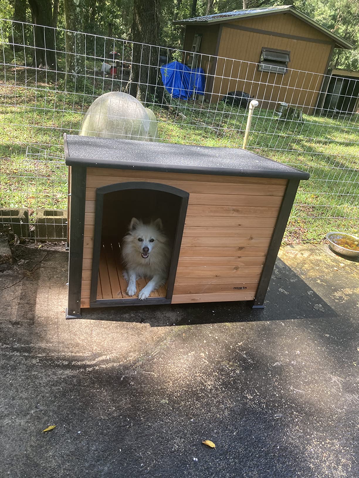 PRECISION PET PRODUCTS Extreme Outback Log Cabin Dog House, Large, Natural Wood (7027013) customer photo 2