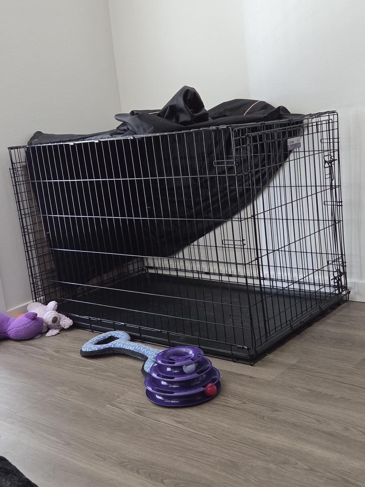 MidWest Homes for Pets Intermediate Dog Crate Cover, Black Polyester Privacy Kennel Cover Fits Most 36-Inch Crates, Machine Washable, Reduces Barking & Chewing customer photo 1