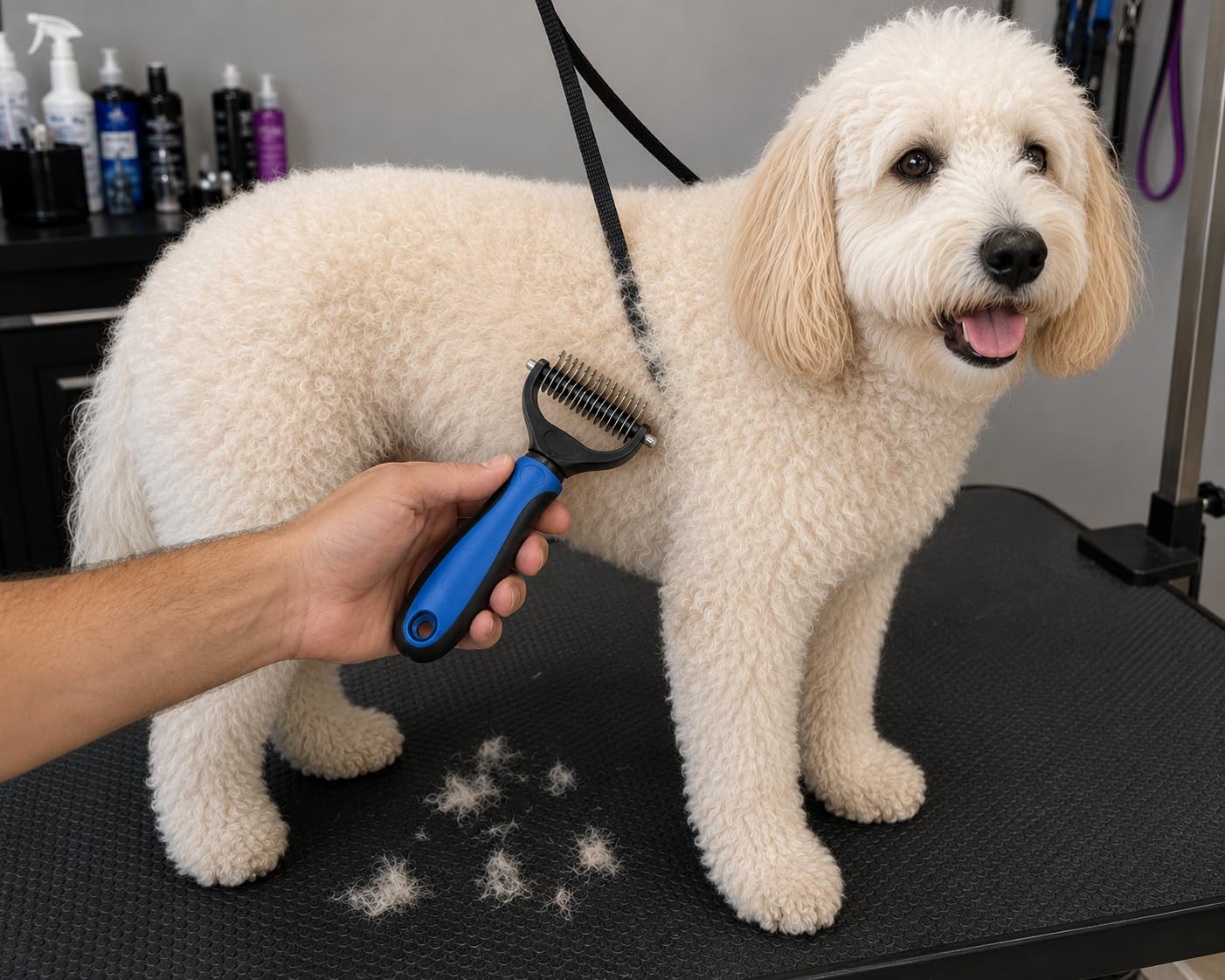 Maxpower Planet Dog Grooming Rake, Deshedding Undercoat Brush, Dogs & Cats | Blue Deshedding & Dematting, Extra-Wide Double-Sided Comb, Long-Haired Coats, Reduces Shedding, Original Design customer photo 1