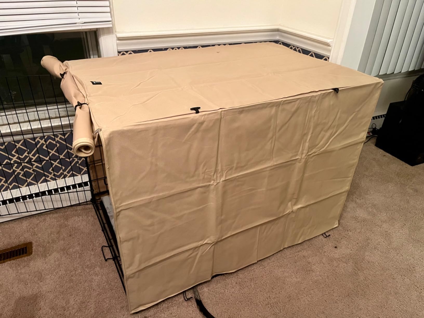 X-ZONE PET Double Door Dog Crate Cover - Polyester Pet Kennel Cover (Fits 24 30 36 42 48 inches Wire Crate) (24 Inch, Tan) customer photo 1