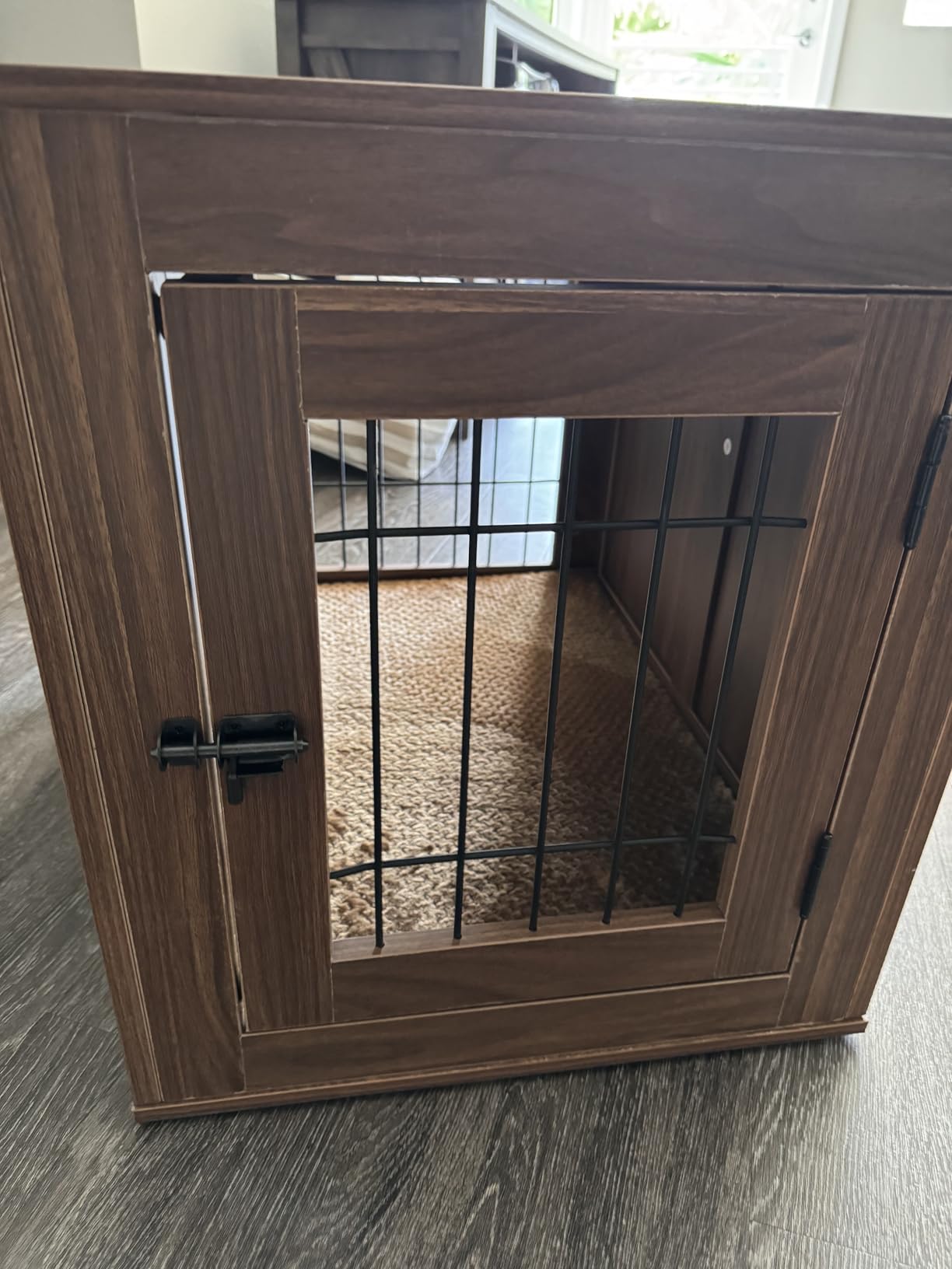 unipaws 38.5 Inch Furniture Style Dog Crate for Medium Large Dogs, Indoor Aesthetic Dog Stuff Kennel, Modern Decorative Wood Wire Cage, Pretty Cute End Side Table Nightstand, Walnut customer photo 1
