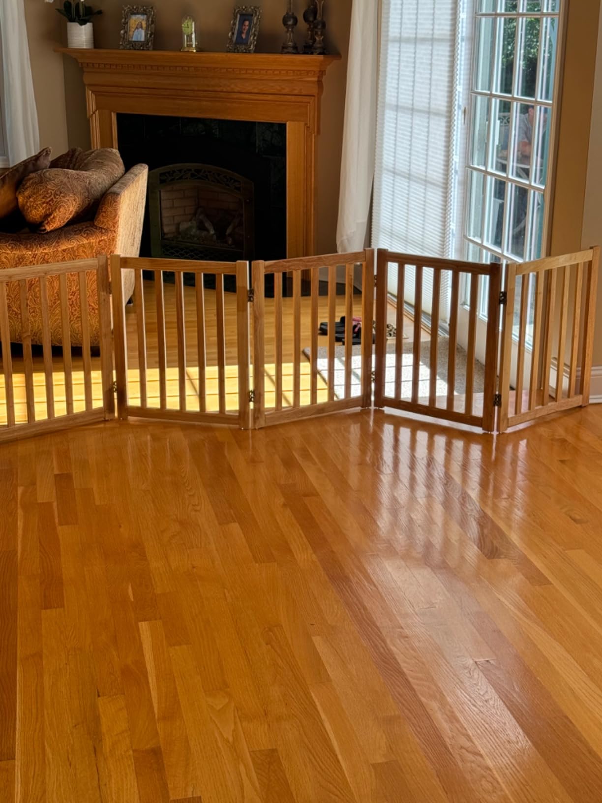 LZRS 2-Panel Wooden Free Standing Foldable Dog Gate Indoor - Solid Hardwood 24
