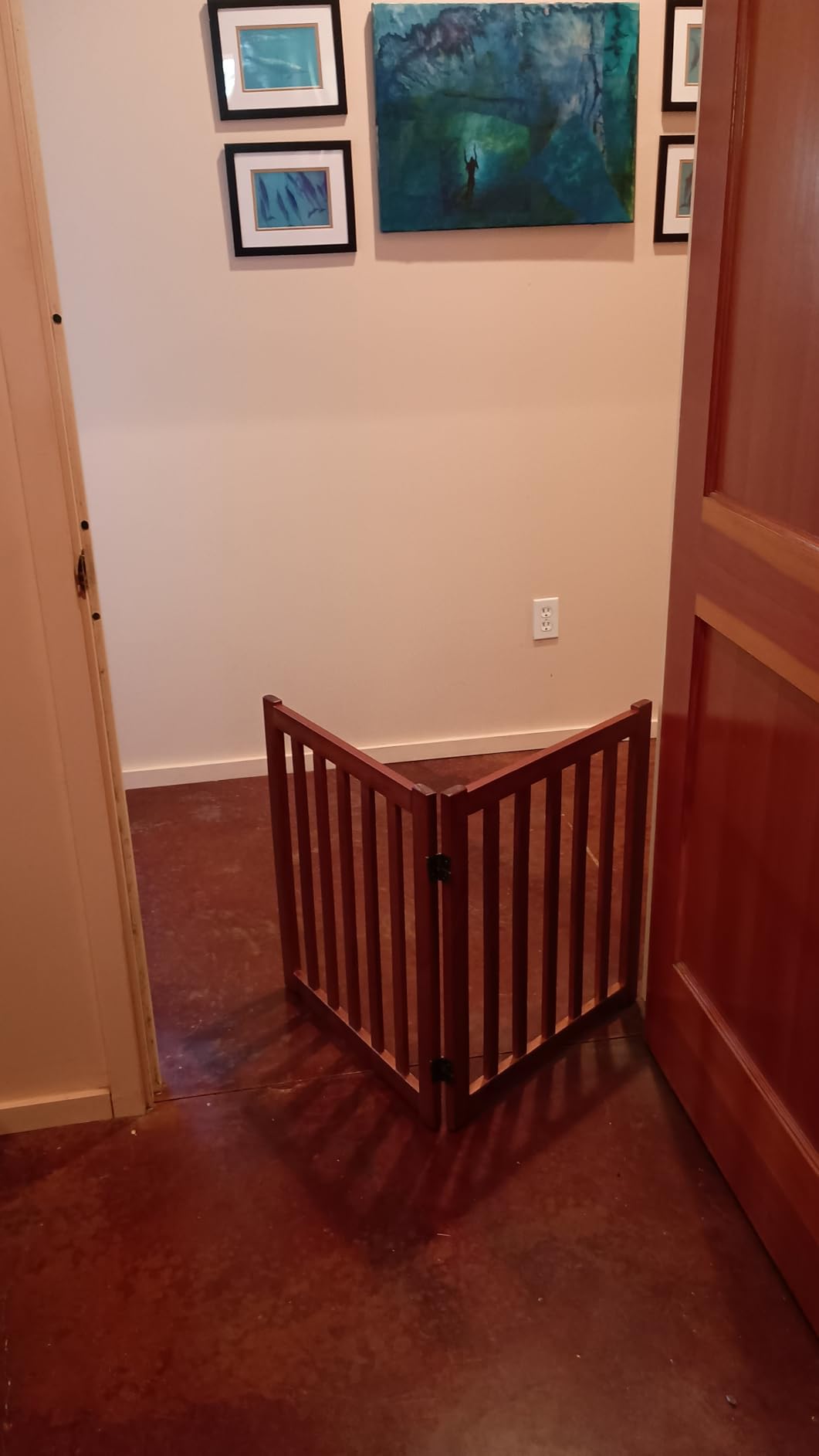 LZRS 2-Panel Wooden Free Standing Foldable Dog Gate Indoor - Solid Hardwood 24