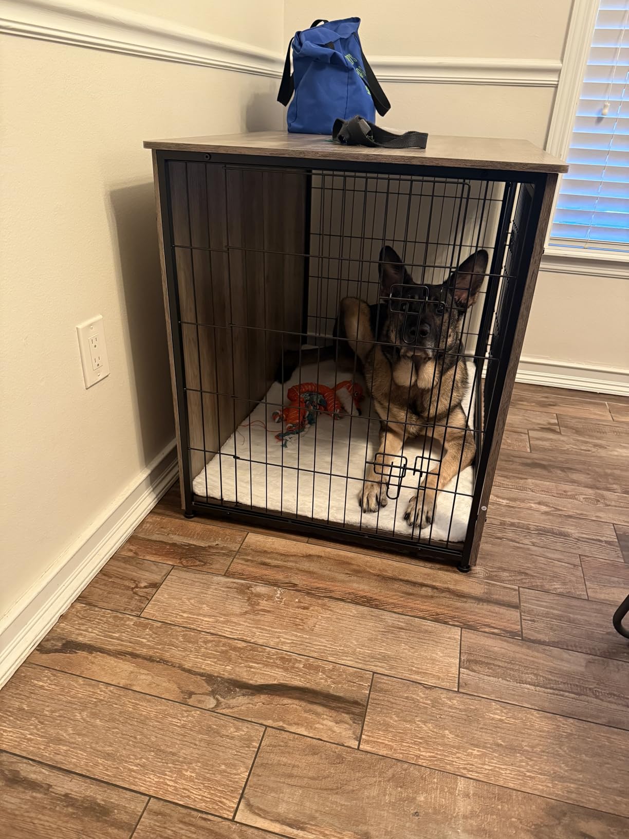 DWANTON Dog Crate Furniture with Cushion, Wooden Kennel Table with Double Doors, Indoor Dog House, Small/Medium/Large/Extra Large Size, 27.2