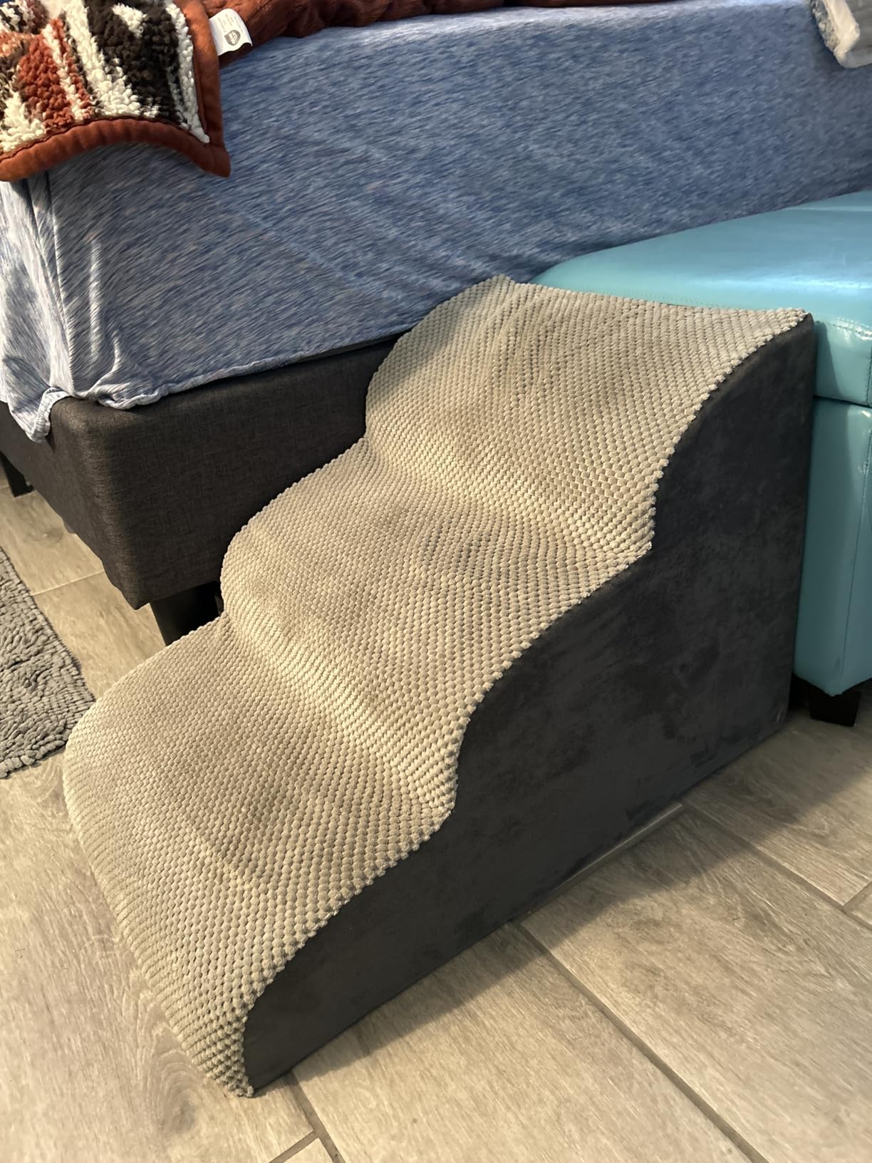 MEJYJEM 3 Steps High Density Foam Dog Stairs Ramps customer photo 1