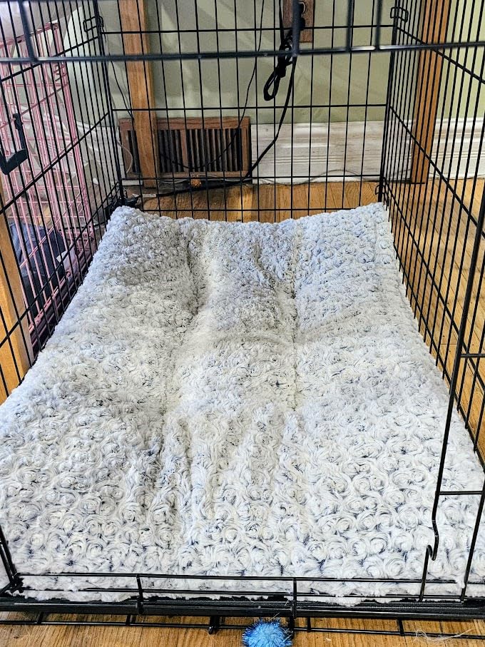 KSIIA Washable Dog Bed Deluxe Plush Dog Crate Beds Comfy Kennel Pad Anti-Slip Pet Sleeping Mat for Large, Jumbo, Medium, Small Dogs Breeds, 35