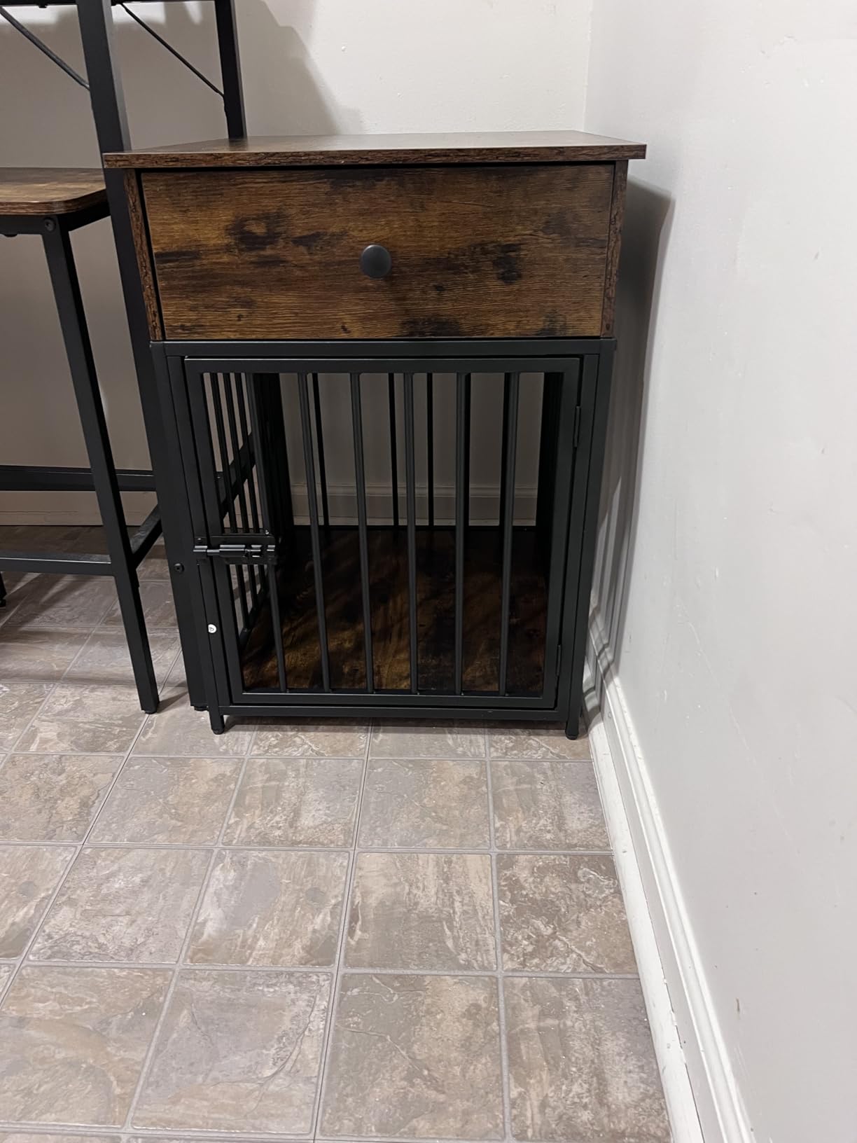 HOOBRO Dog Crate Furniture, Wooden Dog House, Decorative Dog Kennel with Drawer, Indoor Pet Crate End Table for Small Dog, Steel-Tube Puppy Cage, Chew-Proof, Greige customer photo 2