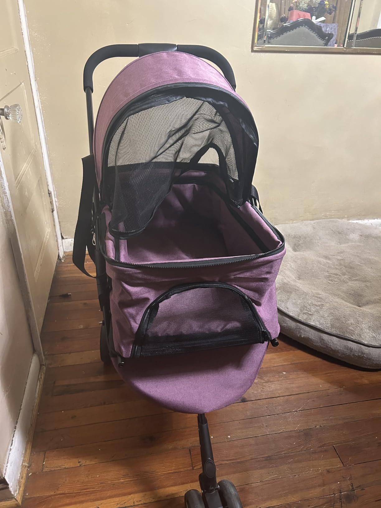 BestPet Pet Stroller Premium 3-in-1 Multifunction Dog Cat Jogger Stroller for Medium Small Dogs Cats with Folding Lightweight Travel & Detachable Carrier,Grey customer photo 1