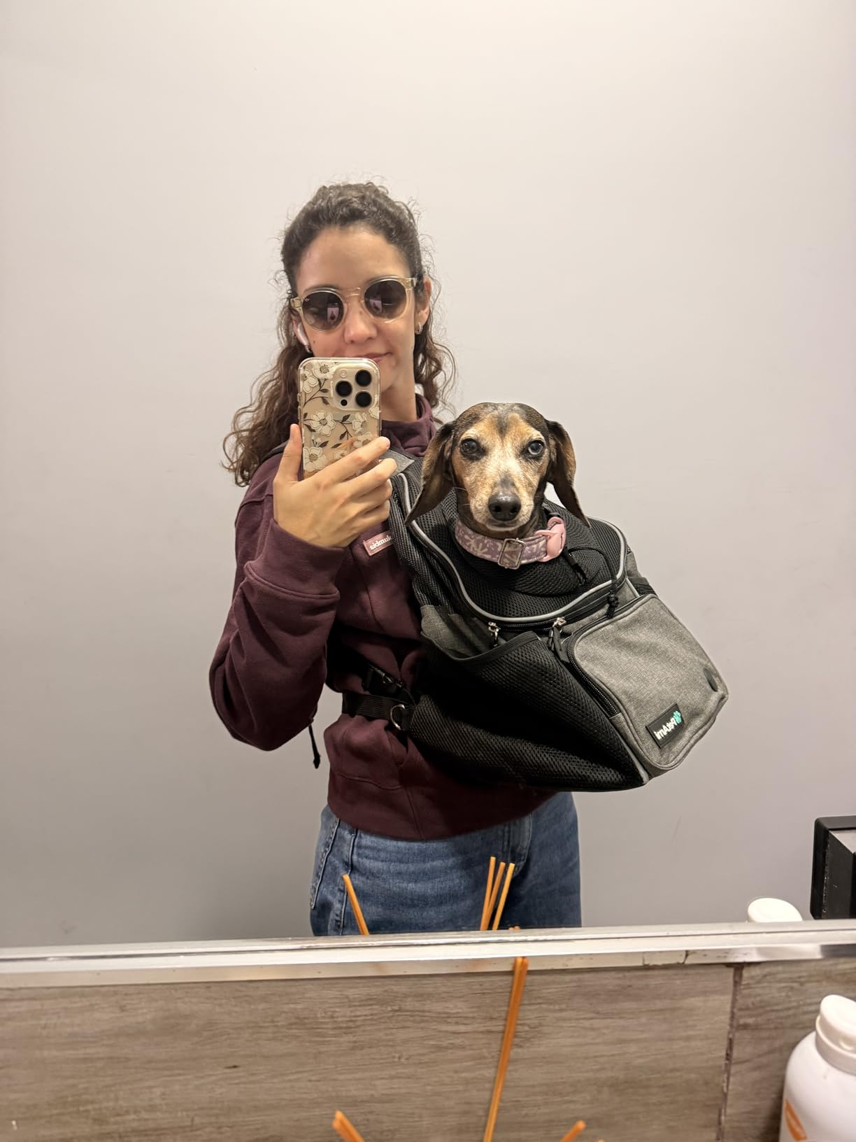 PetAmi Dog Front Carrier Backpack, Adjustable Dog Pet Cat Chest Carrier Backpack, Ventilated Dog Carrier for Hiking Camping Travel, Small Medium Dog Puppy Large Cat Carrying Bag, Max 15 lbs, Black customer photo 1