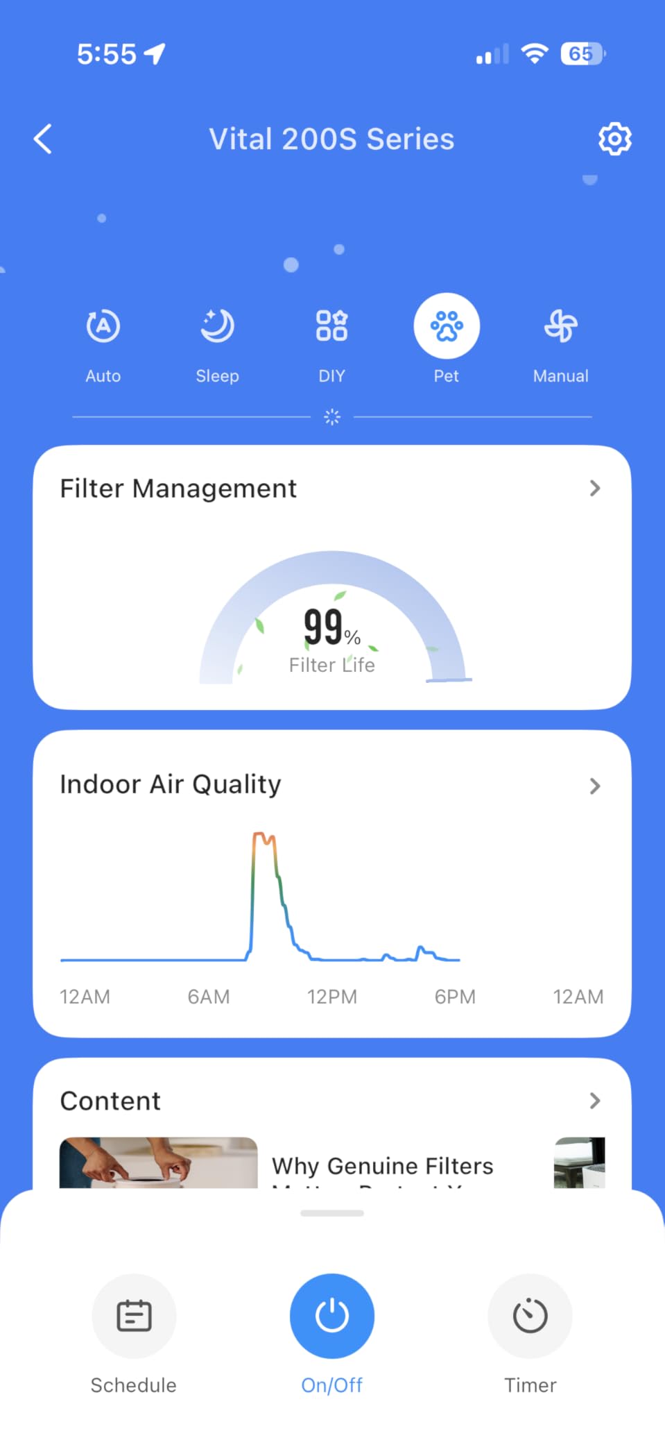 LEVOIT Air Purifiers for Home Large Room Up to 1875 Ft² with Washable Pre-Filter, AHAM VERIFIDE, Air Quality Monitor, HEPA Sleep Mode for Allergies, Pet Hair in Bedroom, Vital 200S-P, White customer photo 2