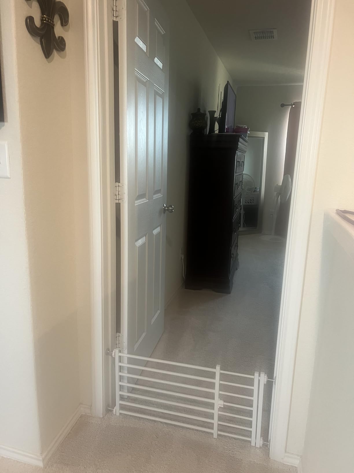 Malier Dog Gate with a Small Door, Extra Wide All Metal Short Dog Gate Pet Gate for Stairs, 10'' Tall Pressure Mount Easy Step Over Puppy Gate Low Gate for Doorways customer photo 2