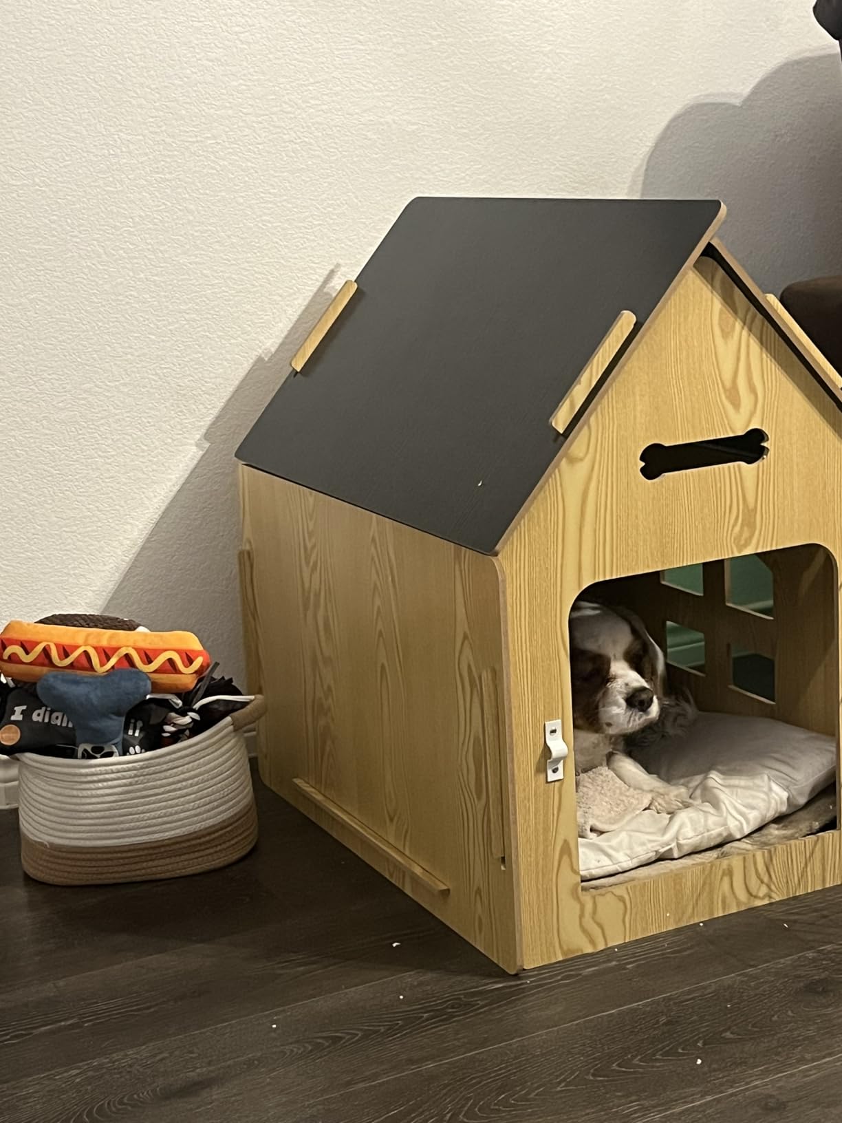 Dog House Indoor for Small Dogs or Cats, Cozy Wooden Design, Small Indoor Bed House, with Air Vents and Elevated Floor Warm Dog Cave customer photo 1