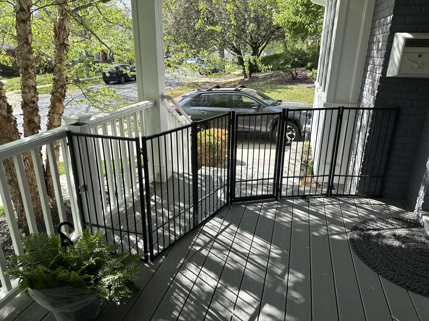 SNUOWU Full Metal Freestanding Dog Gate with Door, 32''Height Foldable Pet Dog Fence for Indoor & Outdoor, 4 Panels Extra Wide Free Standing TallDog Gates for Doorways,House,Stairs,Porch,Deck,Yard customer photo 2