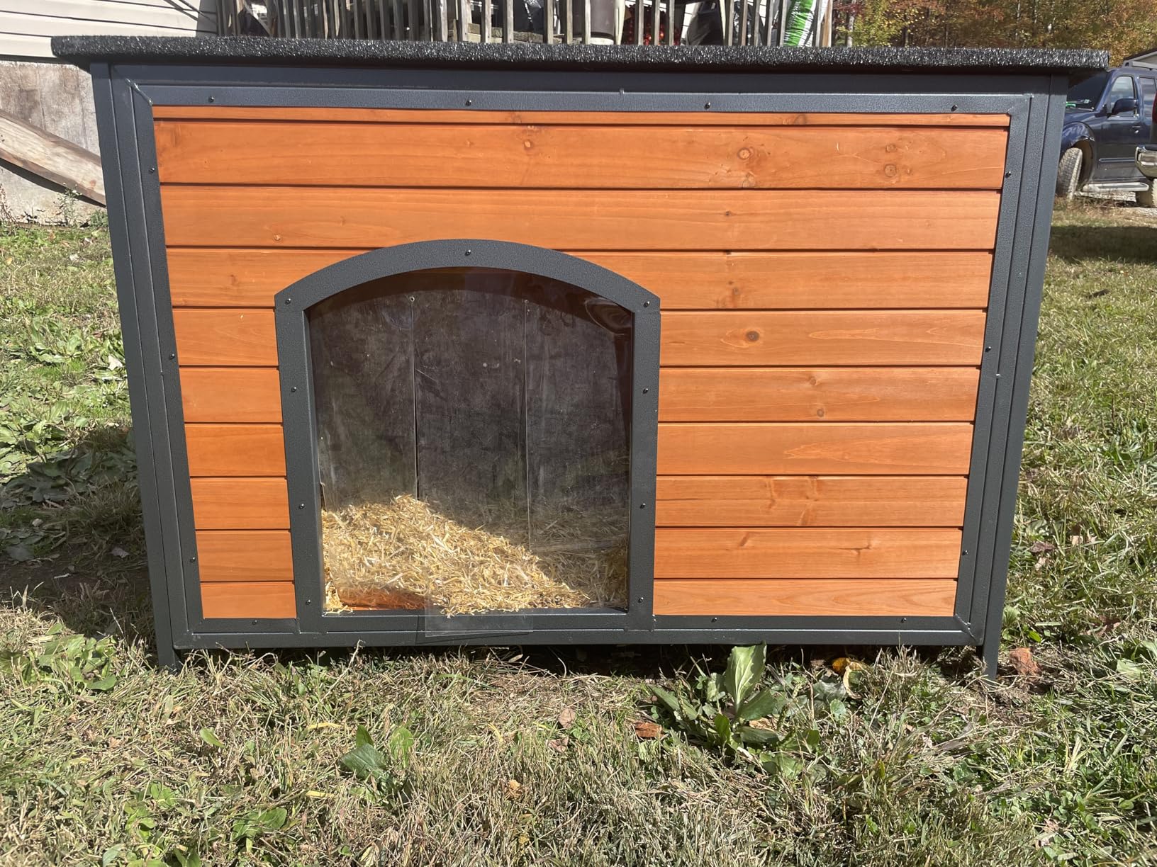 FunXplore 6-Side Insulated Outdoor Dog House, Heavy Duty XXL Dog Kennel with Chew-Proof Iron Frame & Openable Roof, Weatherproof Wood Shelter for Extra Large Dogs customer photo 2