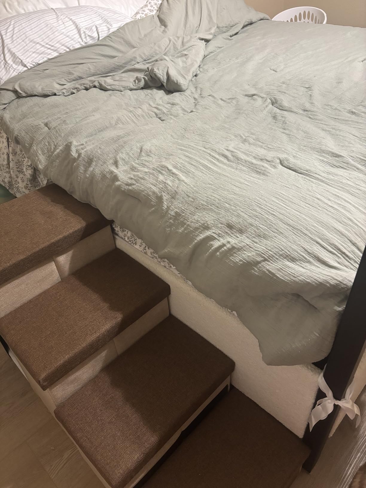 Dog Stairs with Storage, 3-Step Wider Sturdy Dog Steps for Small/Medium/Large Dogs and Older Cats, Folding Doggie Ramp for Bed/Couch/Car Hold Up to 180 lbs (16.7