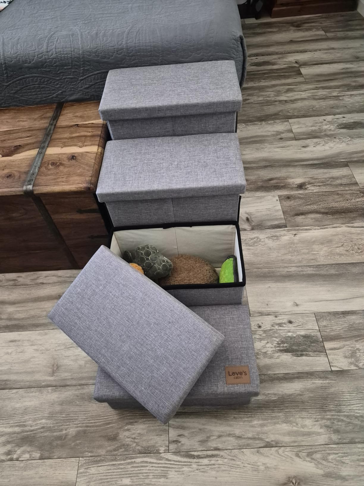 Love's Cabin Dog Stairs with Storage 13