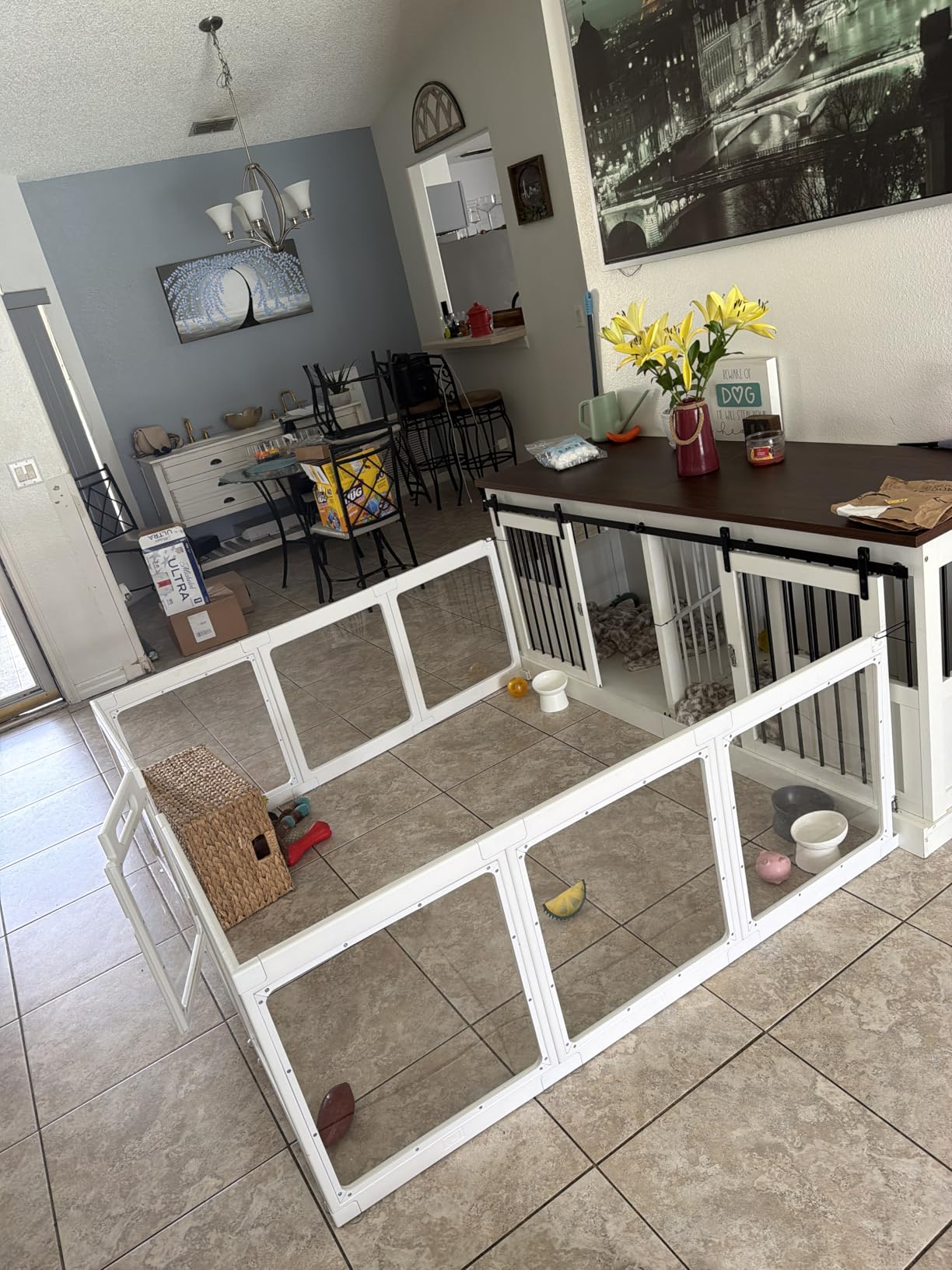 Clear Acrylic Dog Playpen Indoor, Puppy Cat Small Pet Play Pen, Pet Cat Playpen for Rabbits, Dog Fence Crate Kennel Whelping Cage (24