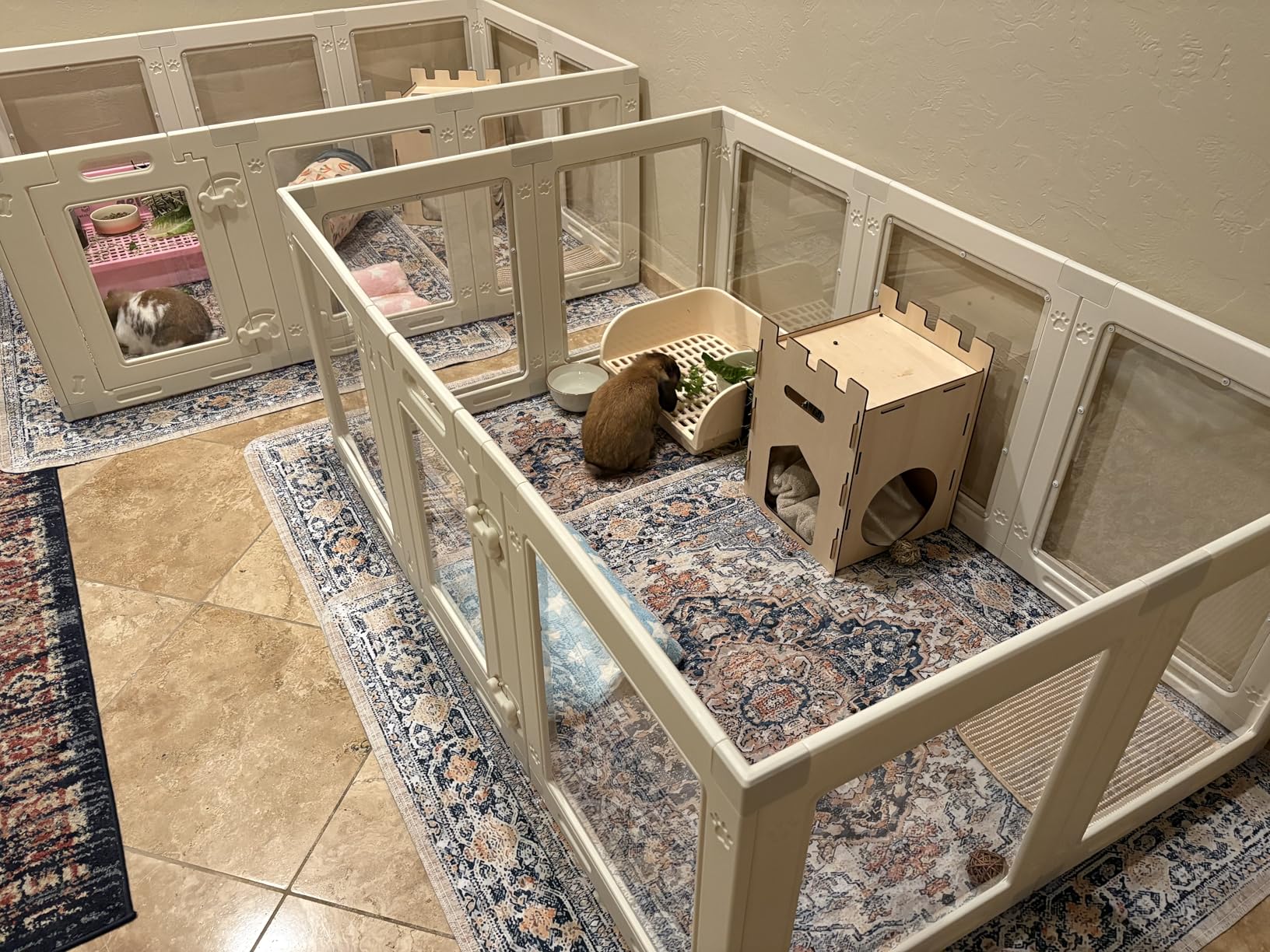 Clear Acrylic Dog Playpen with Door, 23.6 inch Puppy Playpen, Easy Assemble Pet Fence, 10-Panel for Puppies/Small Dog Play Pen Indoor (White, 23.6 Inch-H, 10 Panel) customer photo 1