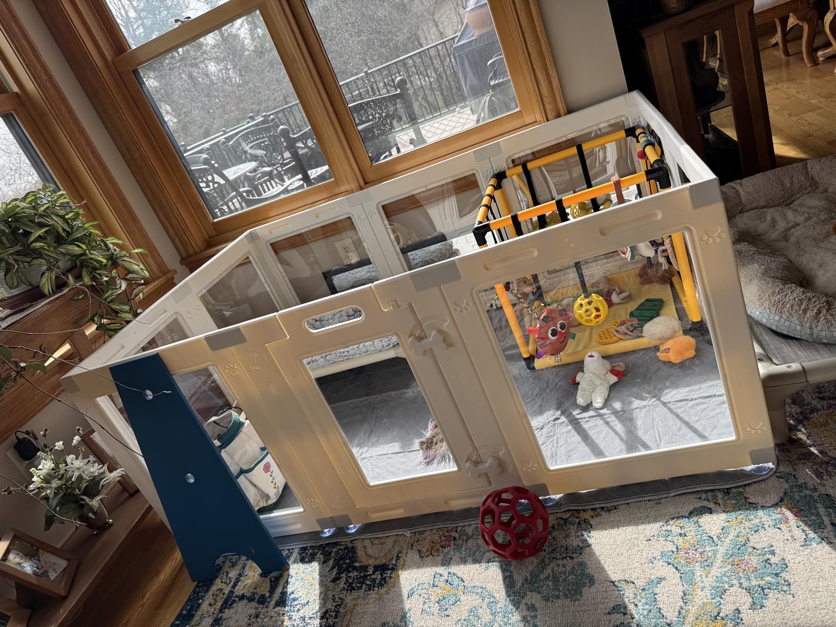 Clear Acrylic Dog Playpen with Door, 23.6 inch Puppy Playpen, Easy Assemble Pet Fence, 10-Panel for Puppies/Small Dog Play Pen Indoor (White, 23.6 Inch-H, 10 Panel) customer photo 2