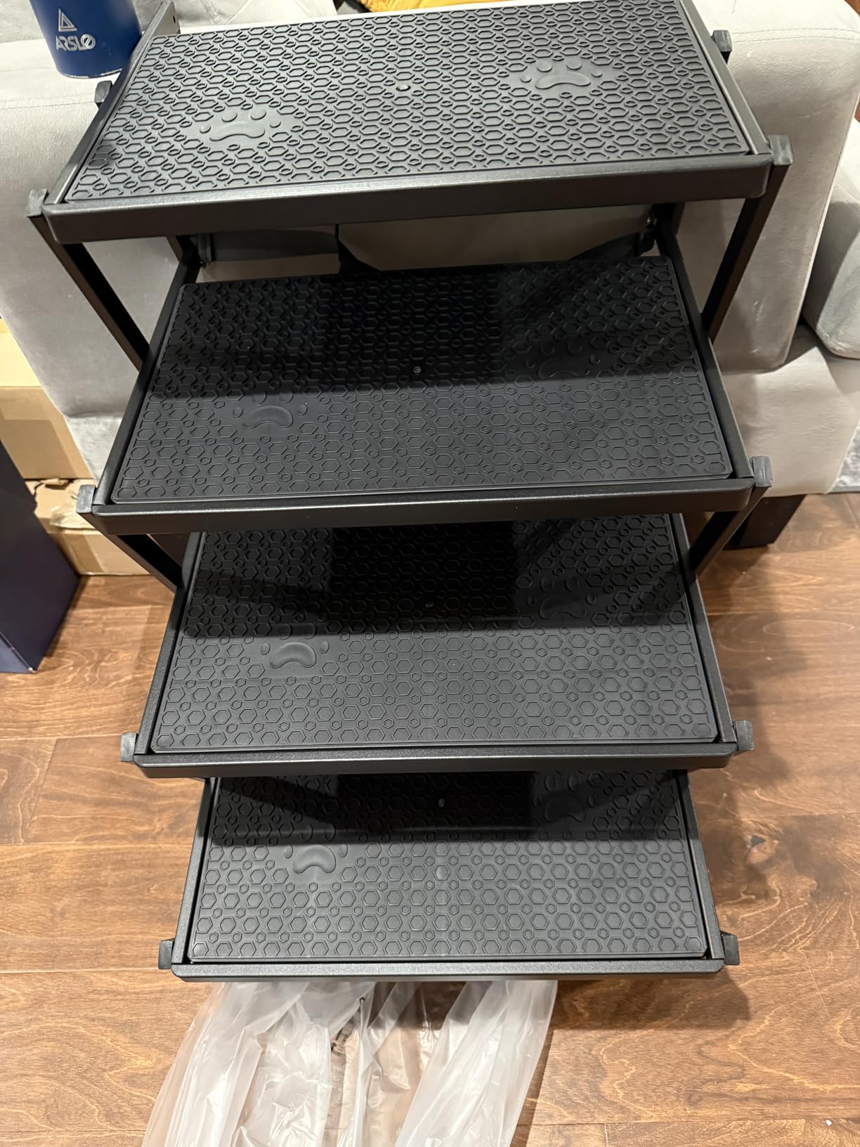 Dog Steps for Car, Truck, SUV, Dog Stairs for Car with Upgraded Non-Slip Surface, Foldable Dog Ramp for Car, Pet Stairs for Large Dogs, 4 Steps customer photo 2
