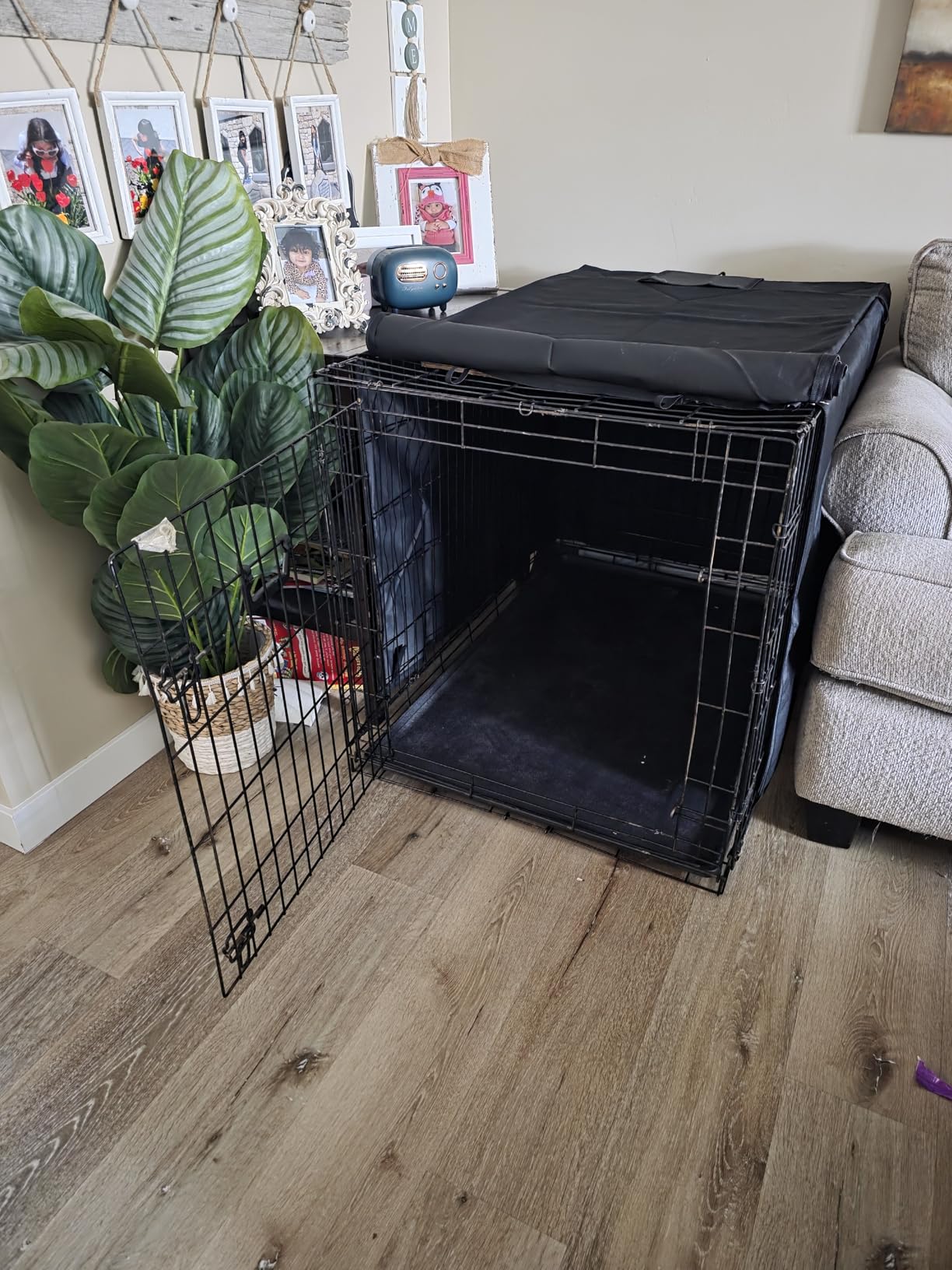 48 Inch Dog Crate Cover for Heavy Duty Dog Cages 900D Oxford Fabric Insulated Dog Kennel Cover UV-Resistant Chewproof Soundproof Windproof Rainproof customer photo 2