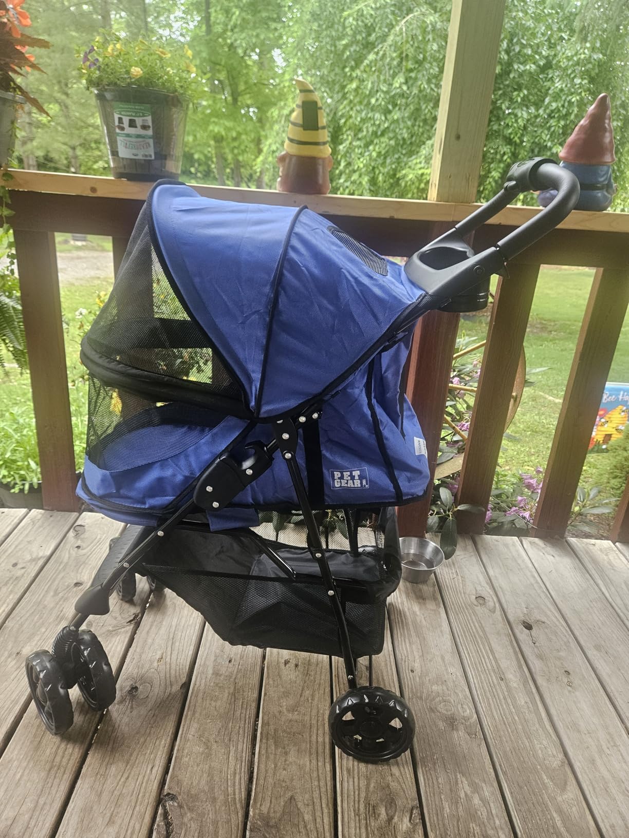 Pet Gear No-Zip Happy Trails Pet Stroller for Cats/Dogs, Zipperless Entry, Easy Fold with Removable Liner, Storage Basket and Cup Holder, Caribbean Blue customer photo 1