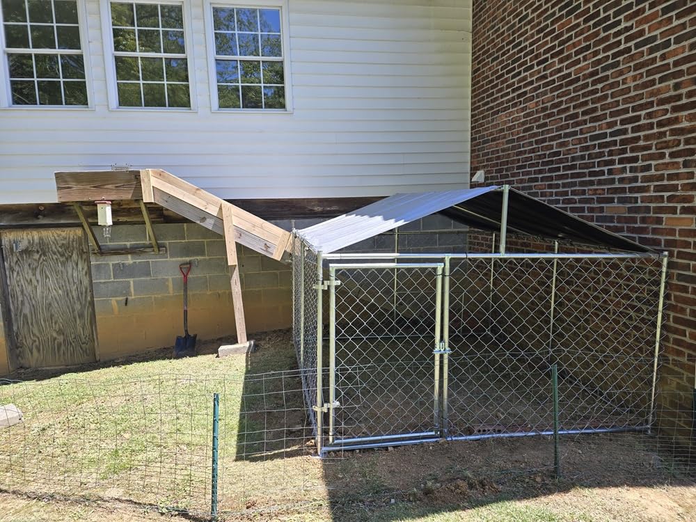 YITAHOME 10'x10' Outdoor Dog Enclosure with Metal Dog Gate, Dog Kennel Outside with Roof, Dog Fence Outdoor for Yard customer photo 1
