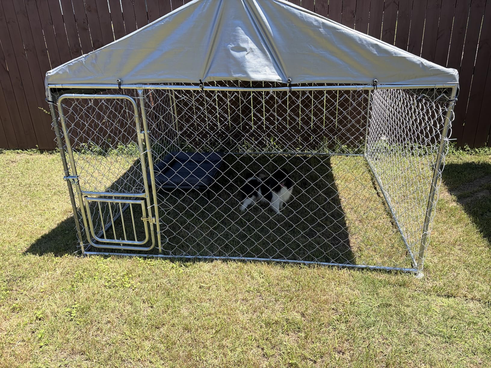 YITAHOME 10'x10' Outdoor Dog Enclosure with Rotating Feeder Bowls, Dog Kennel Outside with Roof, Dog Fence Outdoor for Medium Large Dogs customer photo 1