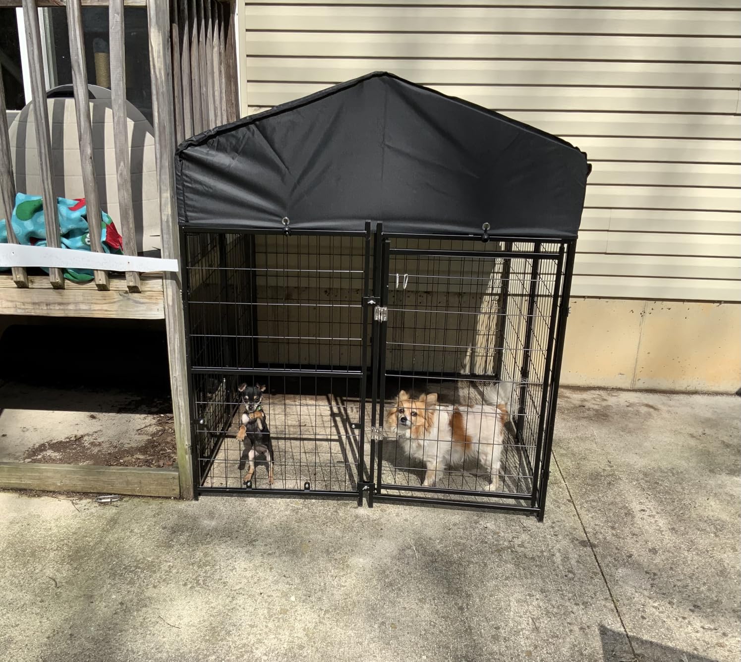 Sino Luban Dog Kennel Outdoor, 8x4x6FT Large Outside Dog Kennel with Roof, Heavy Duty Outdoor Kennel Dog Run Enclosure with 2 Rotating Bowls & Secure Lock for Large Dogs customer photo 1