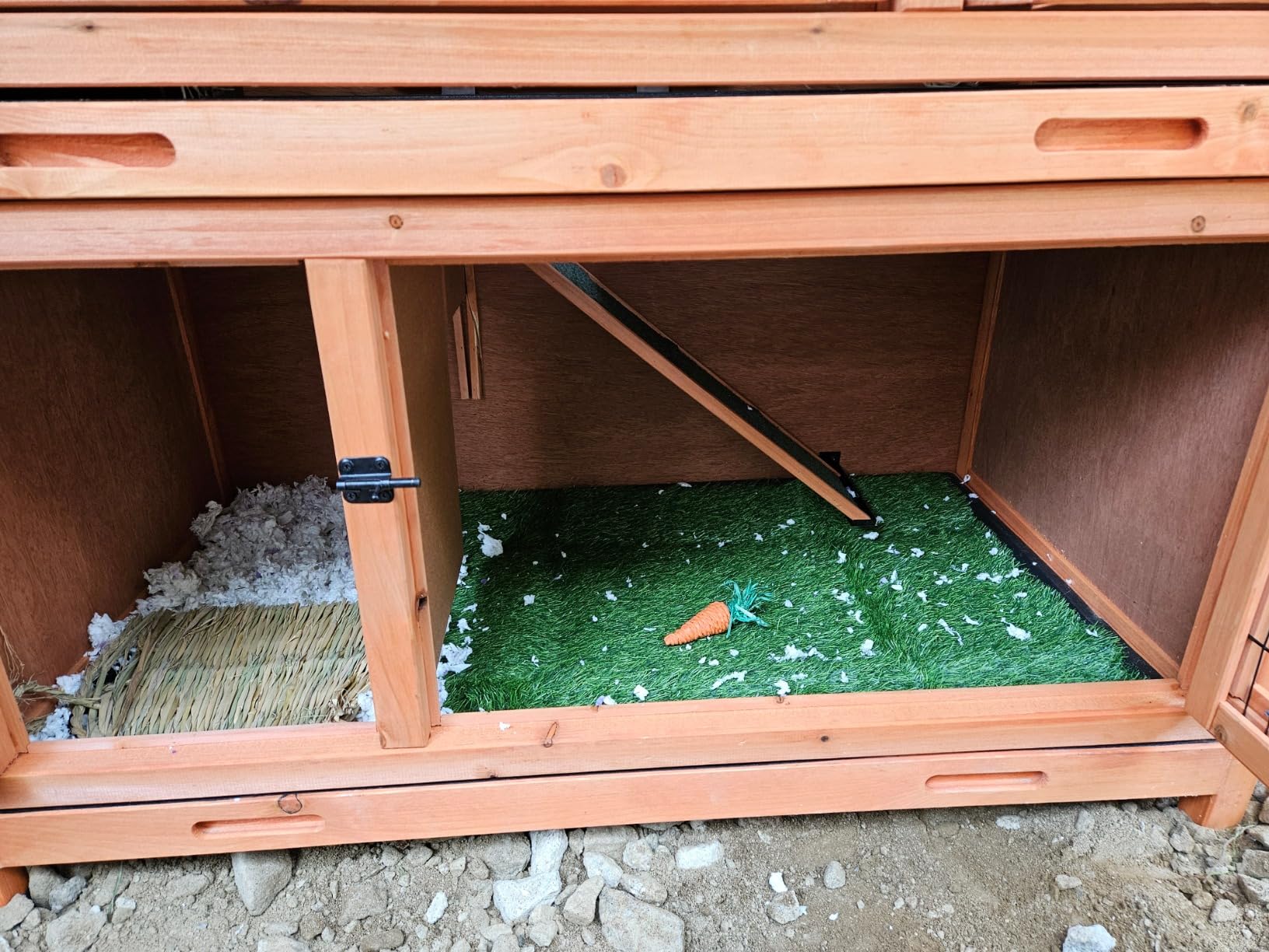 TRIXIE Natura Insulated Rabbit Hutch, 2-Story Outdoor Bunny House, Small Animal Hutch with Ramp, Removable Window Panes, Ideal Shelter for Rabbits or Guinea Pigs, Brown customer photo 1