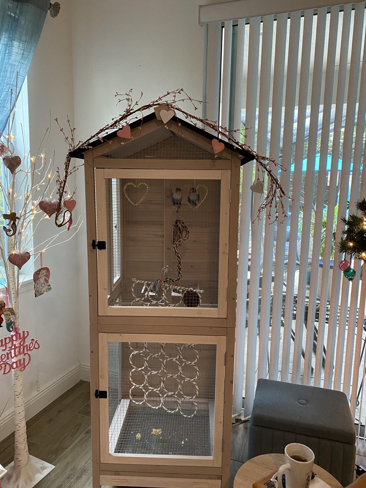 Trixie Outdoor Bird Aviary, 71-in Wooden Birdcage, 2 Perches, Ideal for Small Birds, Finches, Brown customer photo 1
