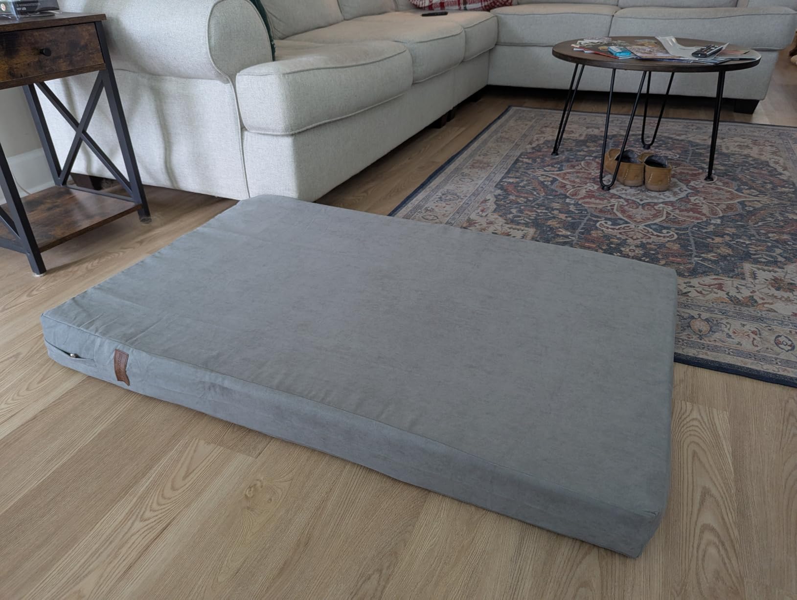 Dogbed4less Orthopedic Dog Bed with Memory Foam for Medium Large Pet, Waterproof Liner, Washable Microsuede Gray Cover, 41X27X4 Inch (Fit 42X28 Crate) customer photo 1