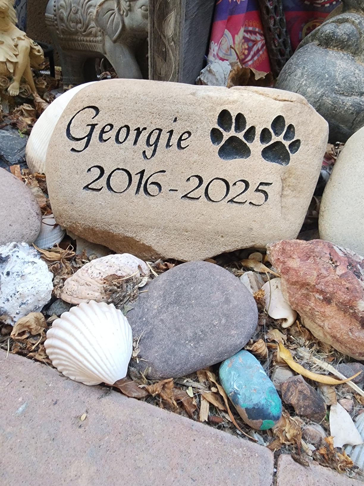 Upstate Stone Works Personalized Dog Pet Memorial River Stone | Custom Engraved Natural Stone | Outdoor Garden or Grave Marker | 8-10