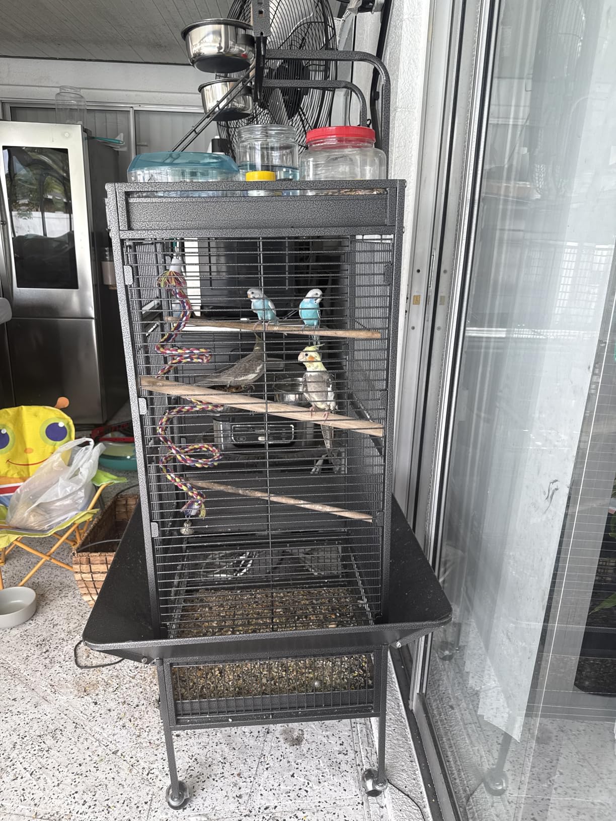 Yaheetech 61-inch Playtop Wrought Iron Large Parrot Bird Cages with Rolling Stand for Cockatiels Amazon Parrot Quaker Conure Parakeet Lovebird Finch Canary Small Medium Parrot Cage Birdcage, Black customer photo 1