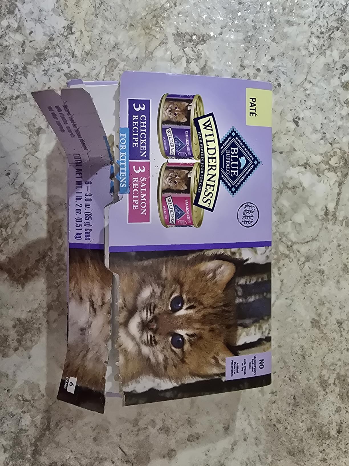 Blue Buffalo Wilderness Kitten Grain-Free Chicken Paté & Salmon Paté Wet Cat Food with DHA, High-Protein & Made with Natural Ingredients, Supports Healthy Growth & Development, 3-oz. Each (6 Count) customer photo 1