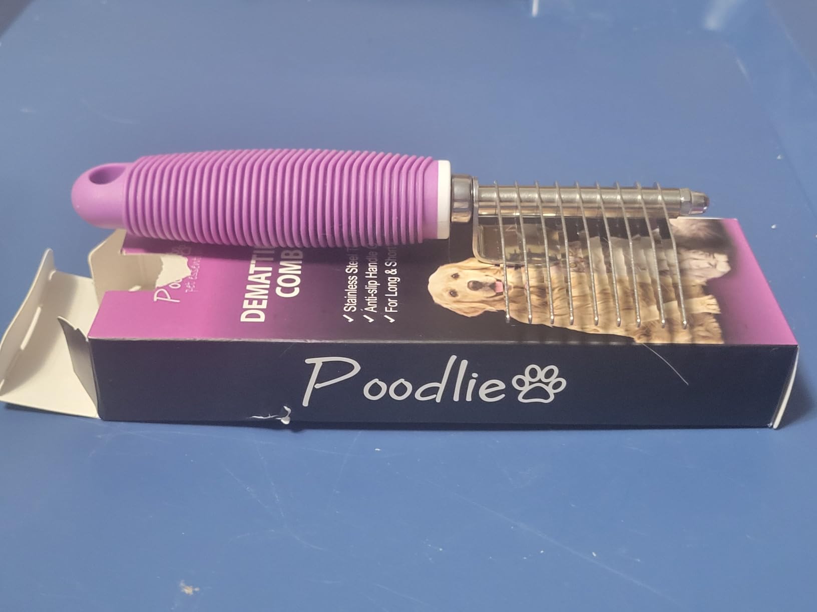 Poodle Dematting Fur Rake Comb Brush for Dogs and Cats - Long 2.5