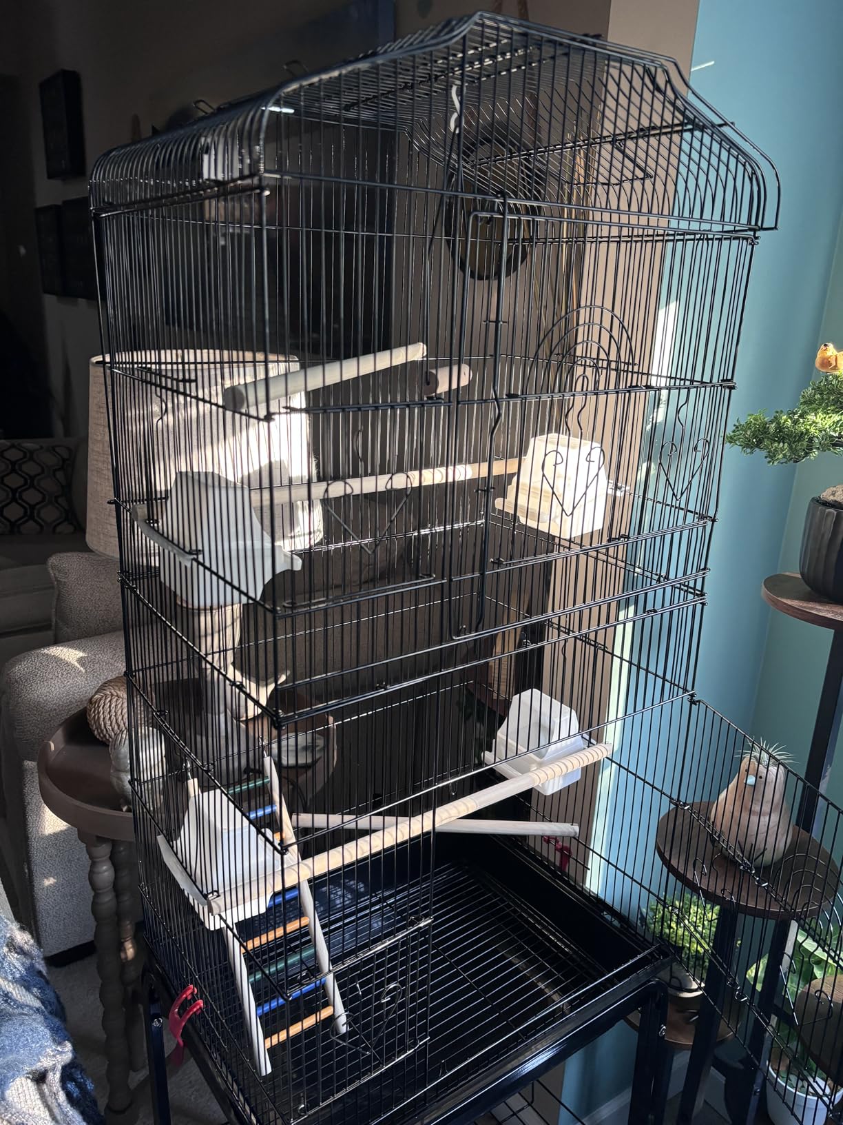 Yaheetech 64'' Bird Cage, Open Top Parakeet Cage w/Slide-Out Tray, Feeders, Detachable Rolling Stand, Bird Cages for Parrot, Cockatiel, Budgie, Parakeets, Lovebird, Small Medium Birds customer photo 2