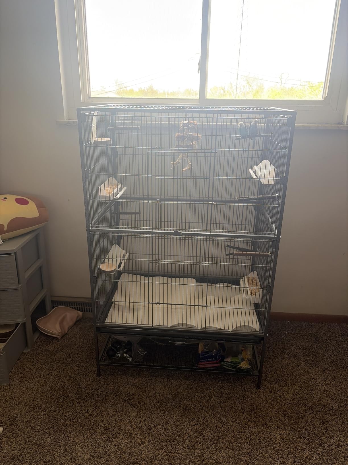 Yaheetech 52'' Bird cage w/Perches & Feeders, Large Birdcage with Pull-Out Tray, Rolling Wheels, Extra Storage, Flight Cage for Cockatiel, Parrot, Parakeet, Conure, Budgie, Pigeon Small/Medium Birds customer photo 2